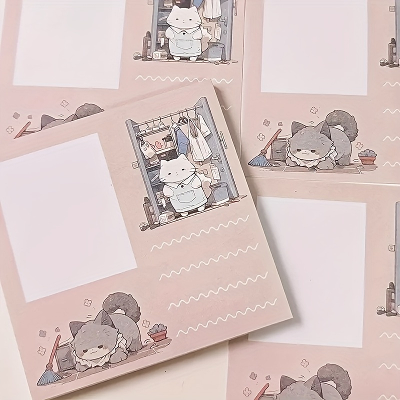 Cat Sticky Notes 3 Pack - Dotted Lined Grid Design Office Stationery