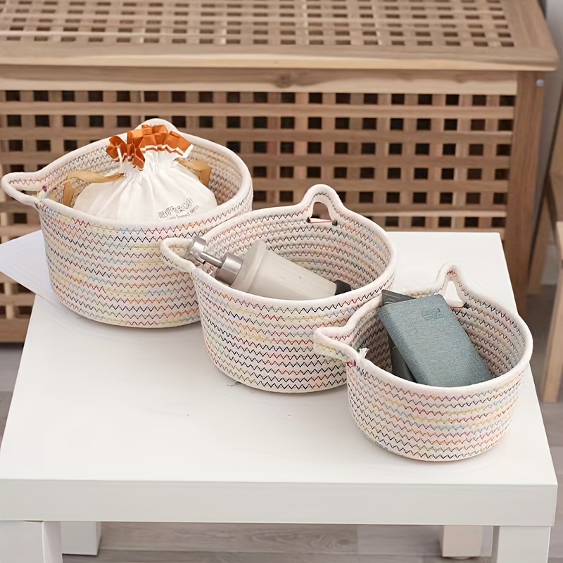 Cat Ears Decor Storage Basket Decorative Woven Storage - Temu