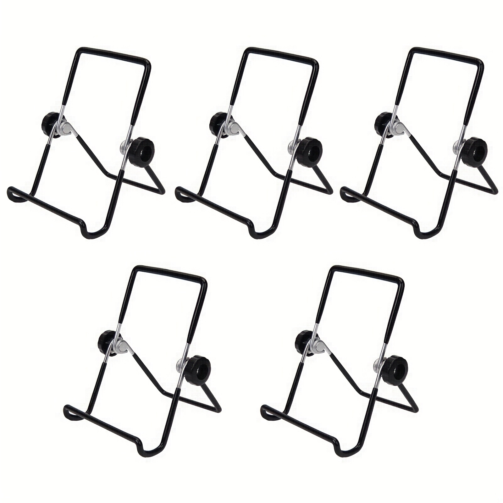 Set Of 5 Foldable Display Stands With Adjustable Wire Racks And Plastic Coating For Anti-Corrosion, Anti-Slip, And Enhanced Stability. Ideal For Showcasing Picture Frames, Photos, Cookbook(Black)