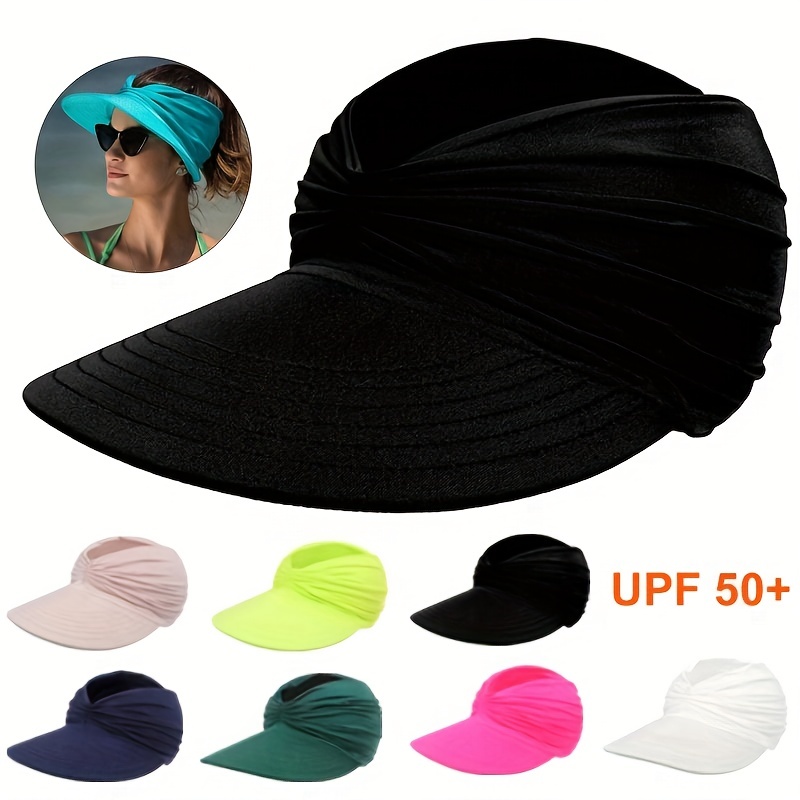 Pleated Detail Foldable Sun Hat Uv Protection Empty Top High
