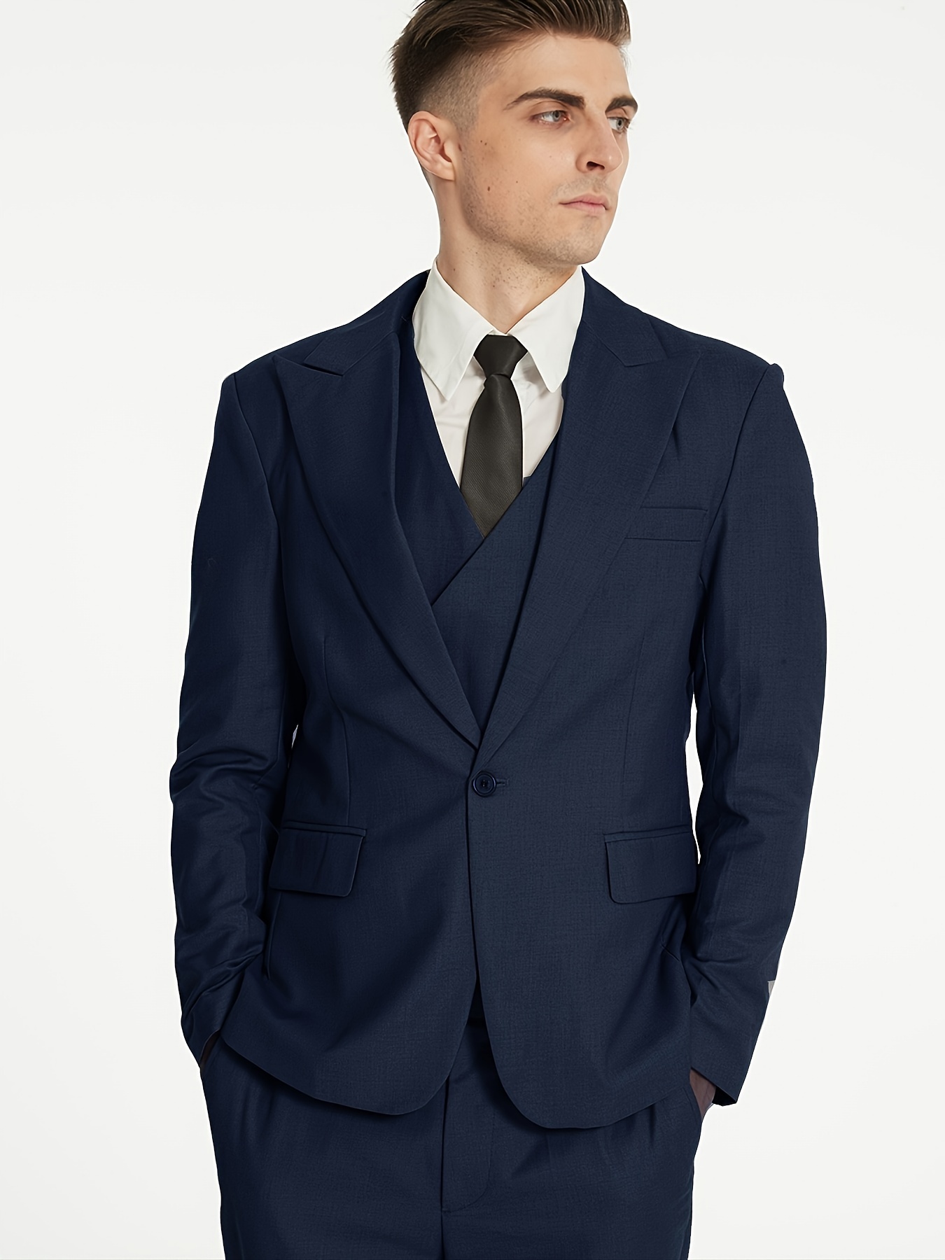 Men's 3 Piece Suit Slim Fit Suits One Button Blazer Vest Pants Formal  Business Wedding Prom Suits