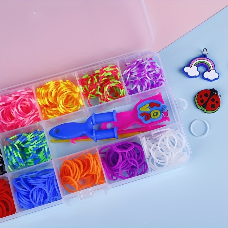 Colorful Loom Rubber Bands Set, 12 Colours 600+ Loom Bands Kits
