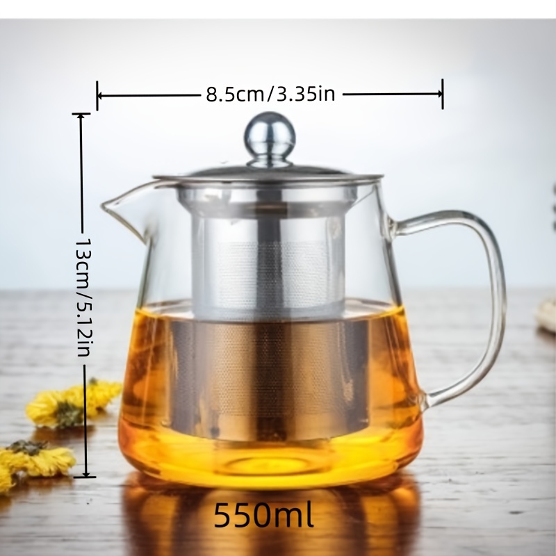 1pc High-capacity Heat-resistant Glass Water Pitcher For Cold/hot Water,  Tea, Fruit Juice, With Infuser For Flower Tea