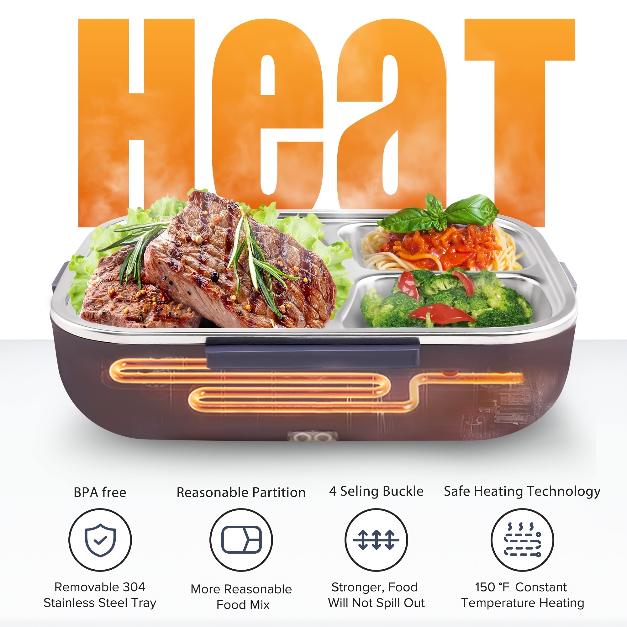 12v Heating Lunch Box Stove 1.6 Qt Black Power Cord Heats To - Temu United  Arab Emirates