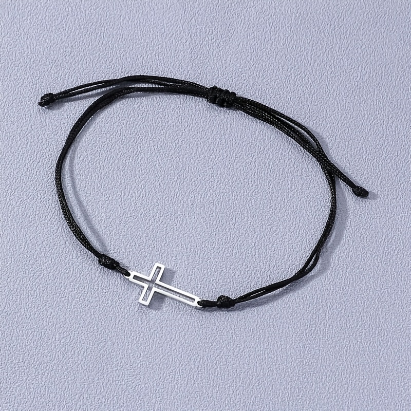 Men's Adjustable Cross Strap Bracelet, Red