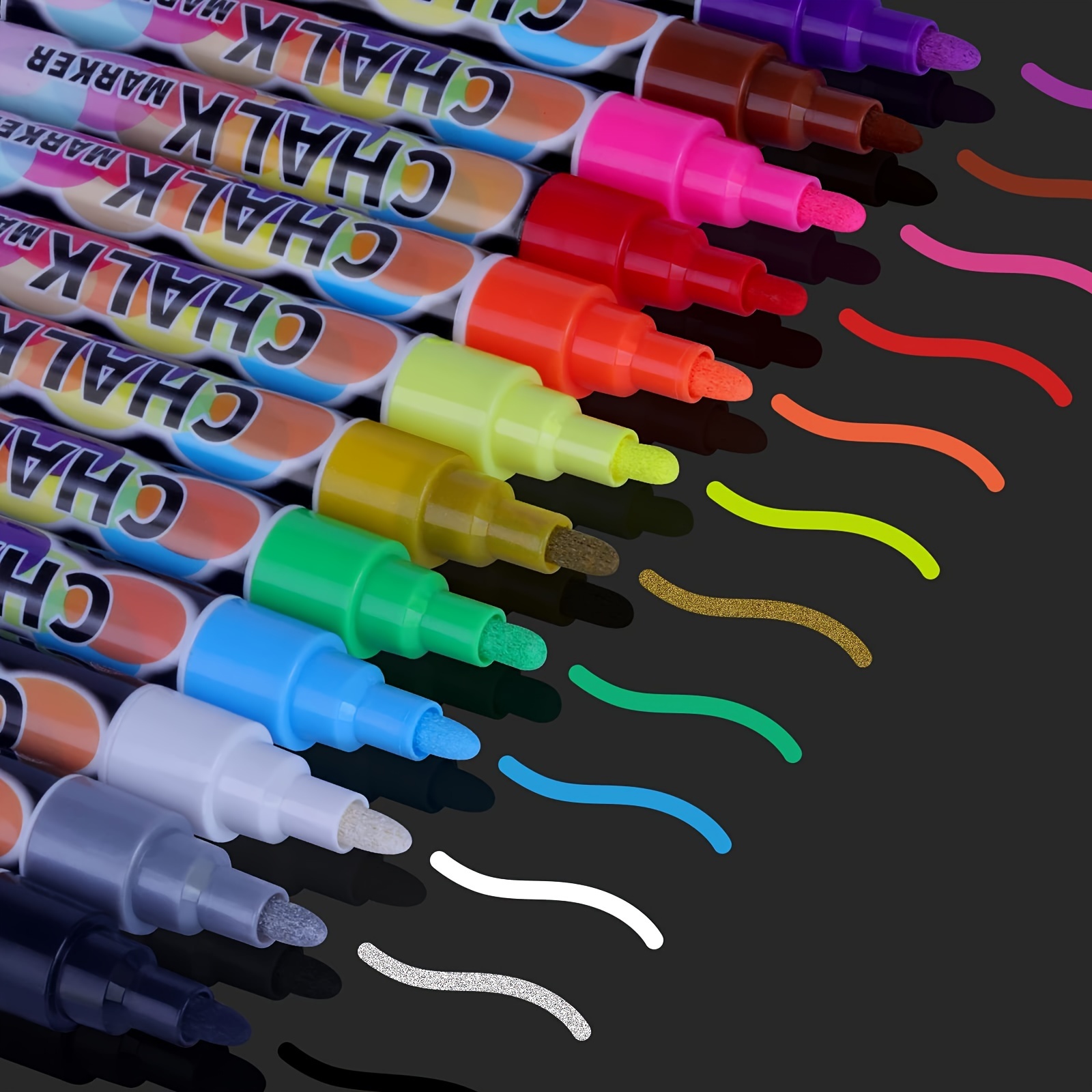 Liquid Erasable Chalk Markers Pens - 12 Colors Washable & Wet Erase Neon  Makers For Blackboard, Chalkboard Signs, Glass Window, Graduation  Celebration School Art For Cars - Arts, Crafts & Sewing - Temu