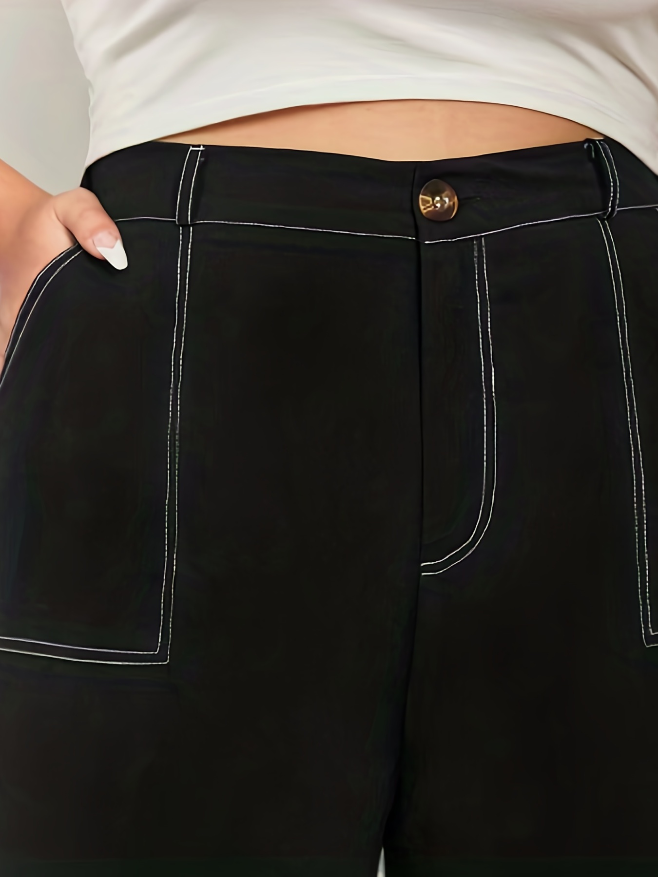 Plus Size Y2k Cargo Pants Women's Plus High Button Fly - Temu Mexico