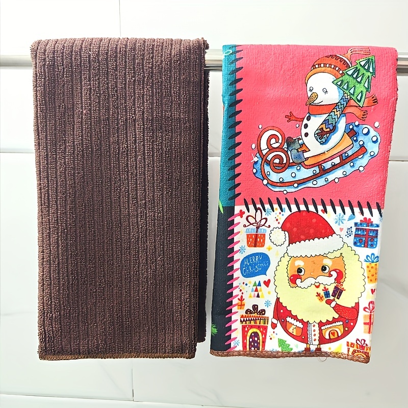 Hand Towels, Scouring Pad, Square Dish Cloths, Merry Christmas Theme Brown  Dish Towel, Cleaning Cloth For Sink Or Kitchen Stove, Antibacterial  Washable Cleaning Pad, Kitchen Stuff Kitchen Cleaning Gadget, Christmas  Decor 