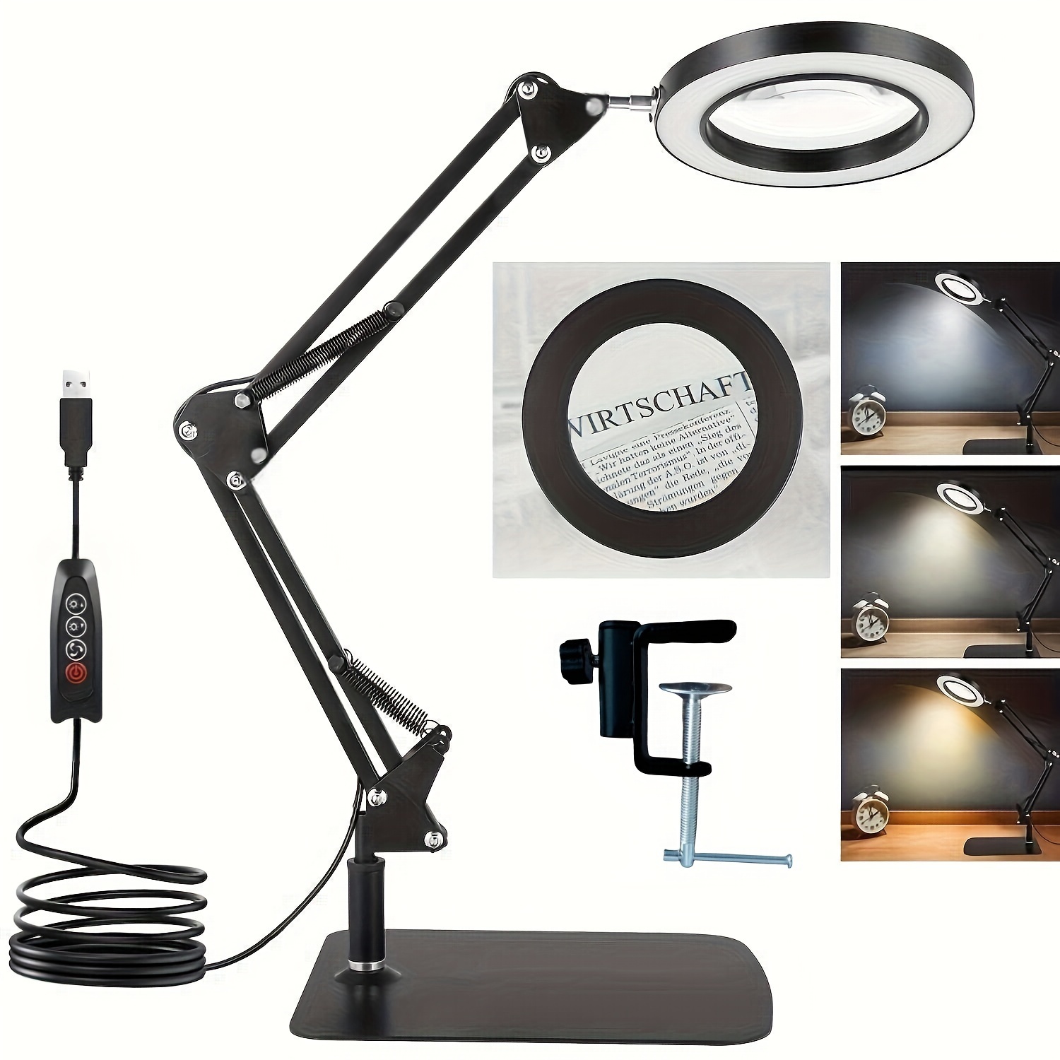 Magnifying Glass With Light And Stand, 10X Magnifying Lamp, 2-In-1