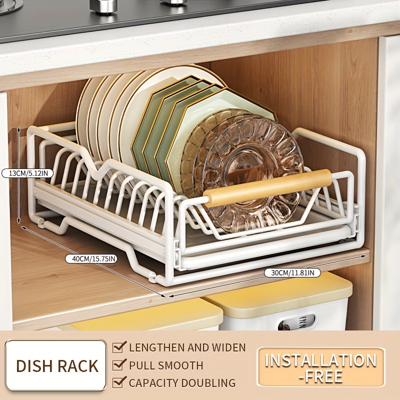 Kitchen Dish Storage Rack With Homemade Drawer Type Pull-out