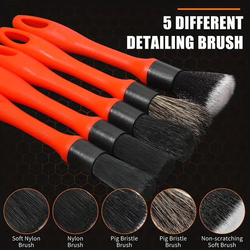 Detailing Brush Set Premium Boar Hair Mixed Fiber Plastic Handle Automotive  Brushes For Cleaning Tires, Engine, Interior, Air Vents, Car, Motor - Temu