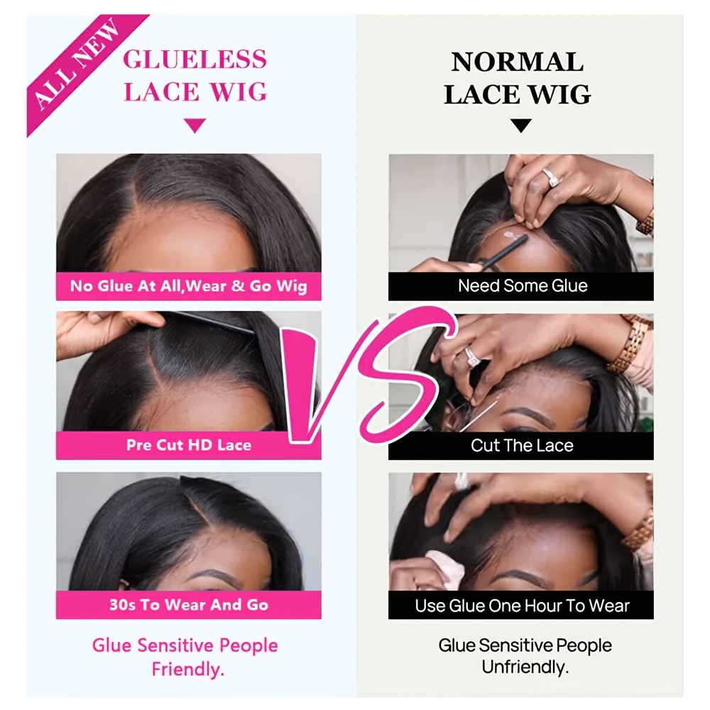 Wear And Go Glueless Wigs Bob Wig Human Hair Wigs For Women 4x4 Deep Curly Lace Front Wigs Human Hair Pre Plucked Pre Cut For Beginners New Upgraded No Glue With Natural Color 25.4-40.64cm 180%