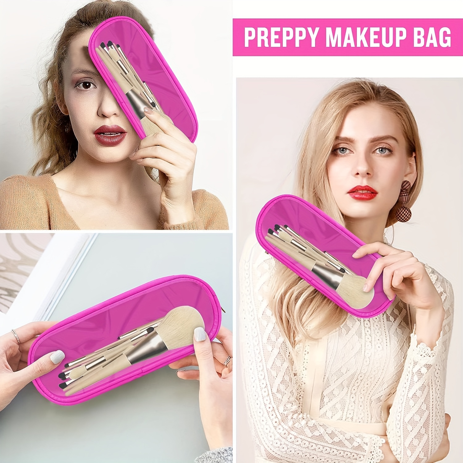 Cosmetic Bag Cute Makeup Brush Bag Small Pink