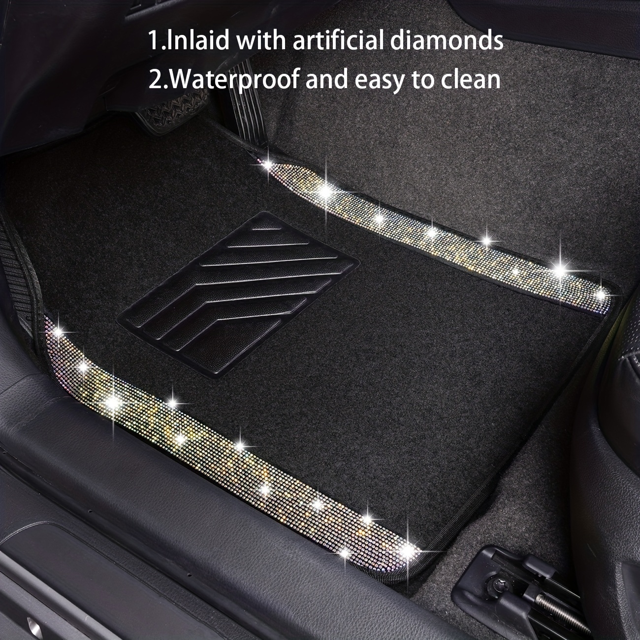 4 Unids/set De Alfombrillas De Coche Con Diamantes De - Temu