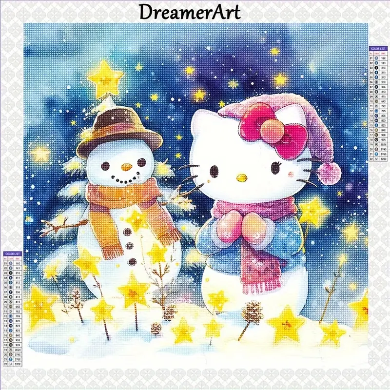 1pc 30*30cm/11.81*11.81in Sanrio Diamond Painting Kit Hello Kitty Full  Round Diamond Mosaic 5D DIY Diamond Art Christmas Decoration Miniso