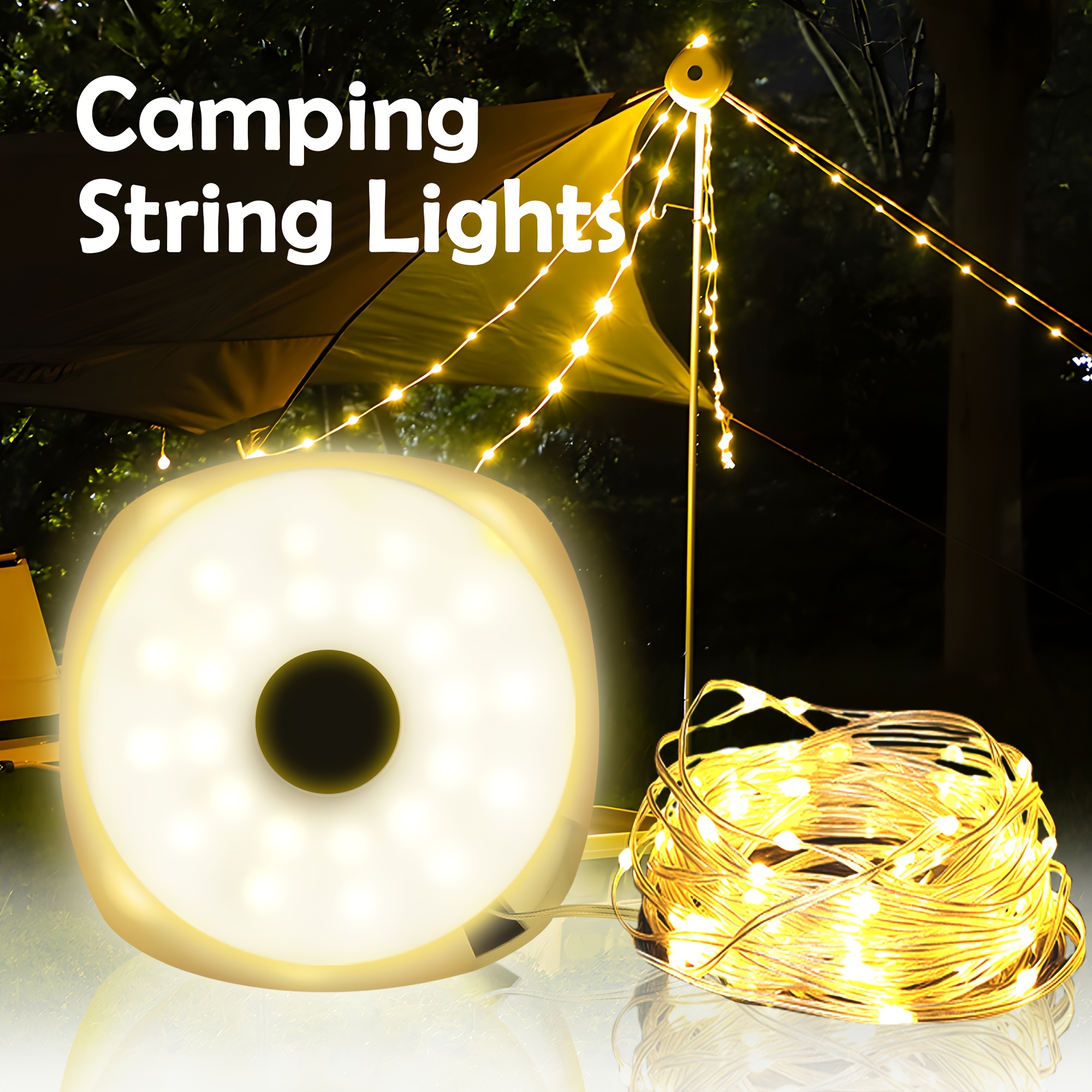 1pc Retractable Camping String Light, Multifunctional Portable Light,  Portable LED Rechargeable Waterproof Tent Light For Emergency, Outdoor,  Hiking