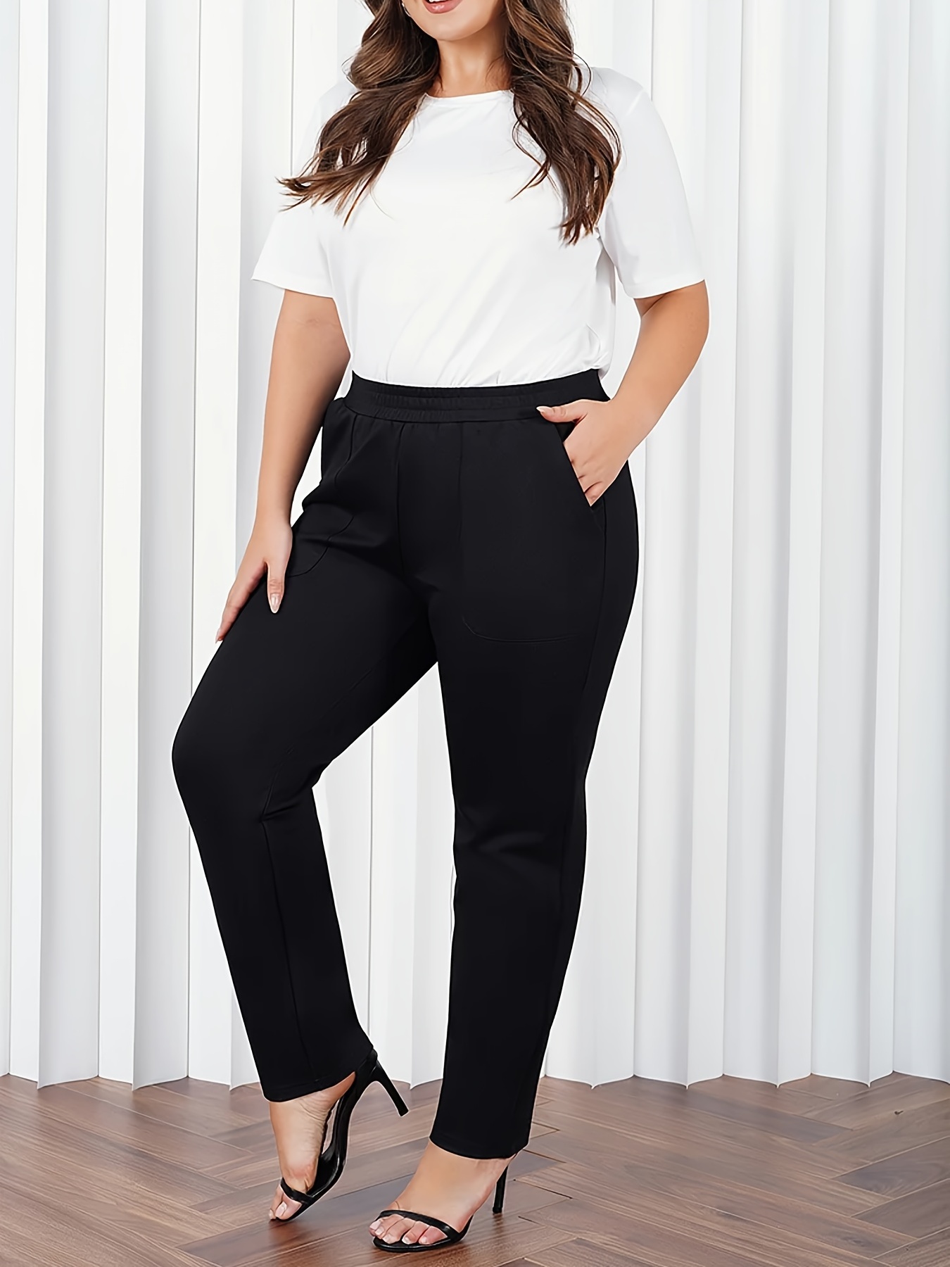 Buy Dark Green Solid Women Plus Size Slim Pants Online - W for Woman