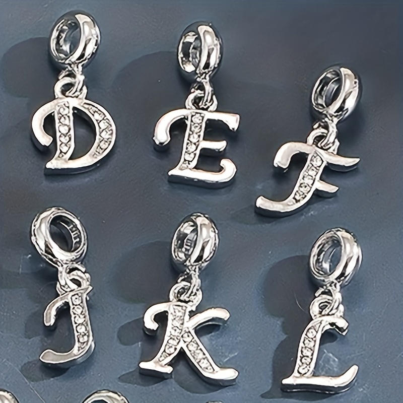Silver Alphabet Charms for Jewelry Making, Letter Pendants (26
