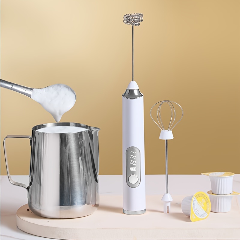 Electric Milk Frother With Double Whisk, Usb Rechargeable Milk Frother, 2  In 1 Handheld Battery Operated Milk Frother For Coffee, Latte, Cappuccino,  W