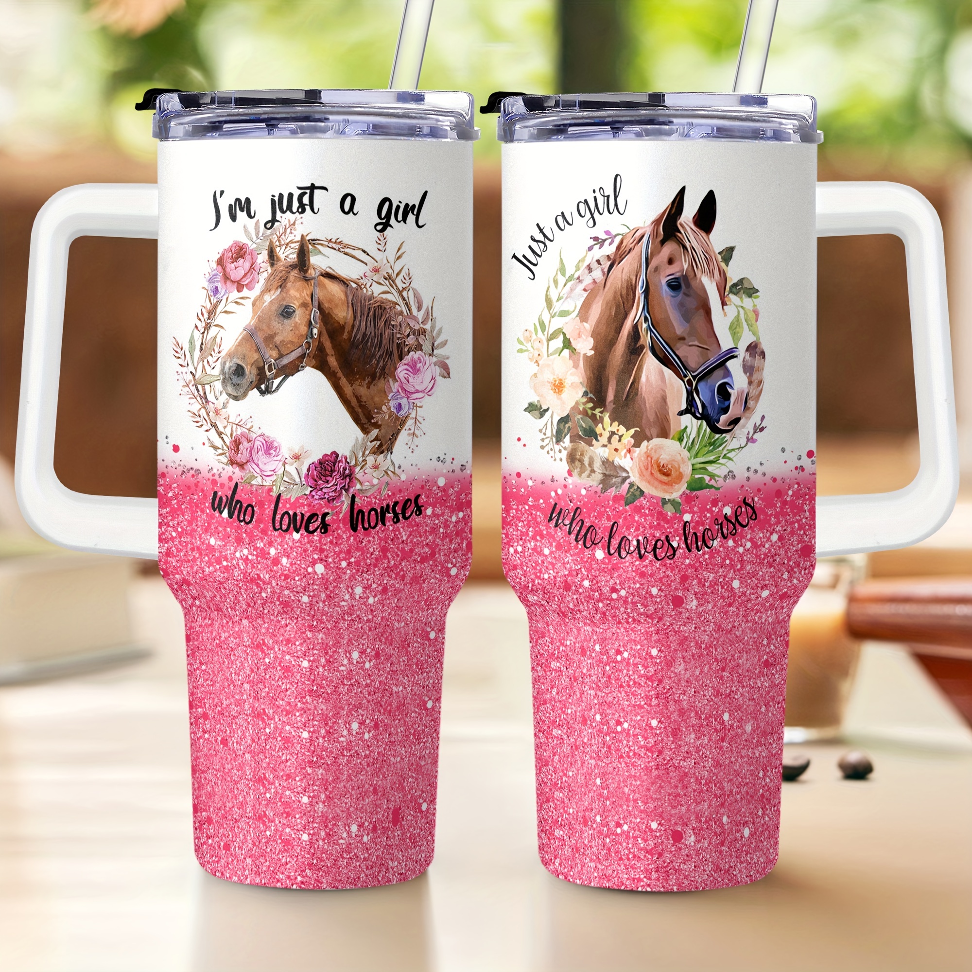 John 3:16 with Horses 20 oz insulated tumbler with lid and straw