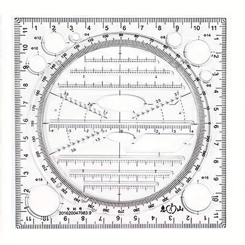 Multifunctional Rotatable Drawing Ruler Student Mathematical