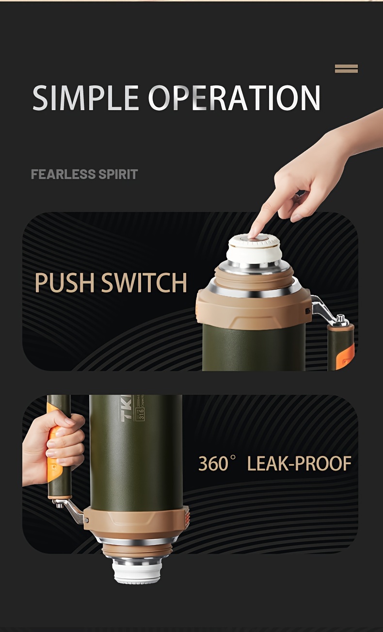 Tkk Large Capacity Stainless Steel Water Bottle Portable - Temu