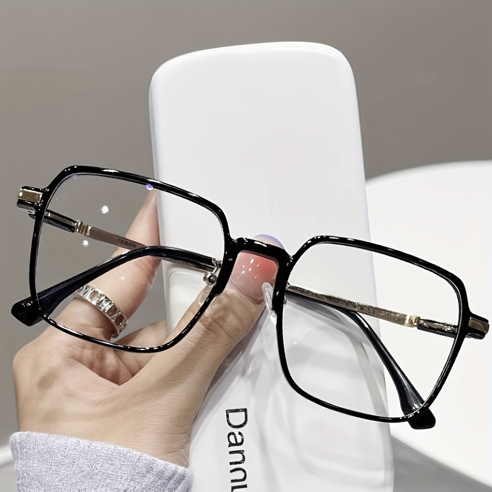 1pc Unisex Square Fashion Glasses With Glasses Chain For Middle