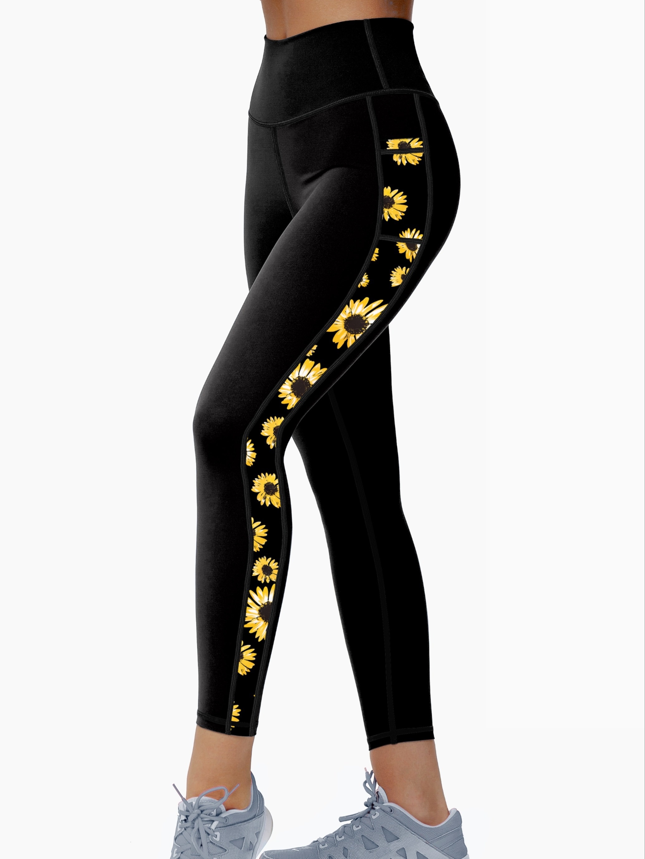 yogalicious black floral leggings - Gem