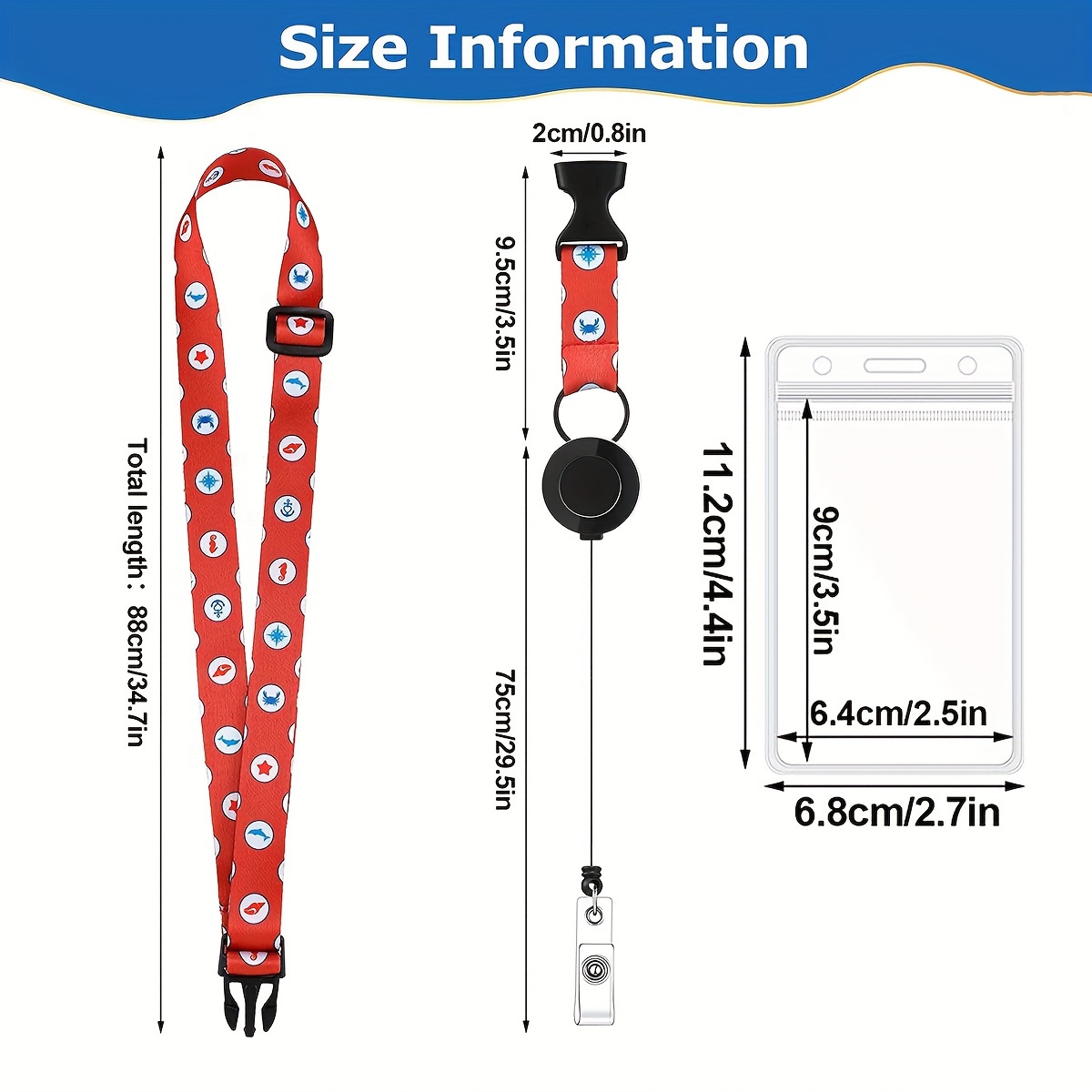 1pc Cruise Lanyards Pattern Adjustable Lanyard with Retractable Reel Waterproof ID Badge Holders for Cruises Ship Cards Accessories,Temu