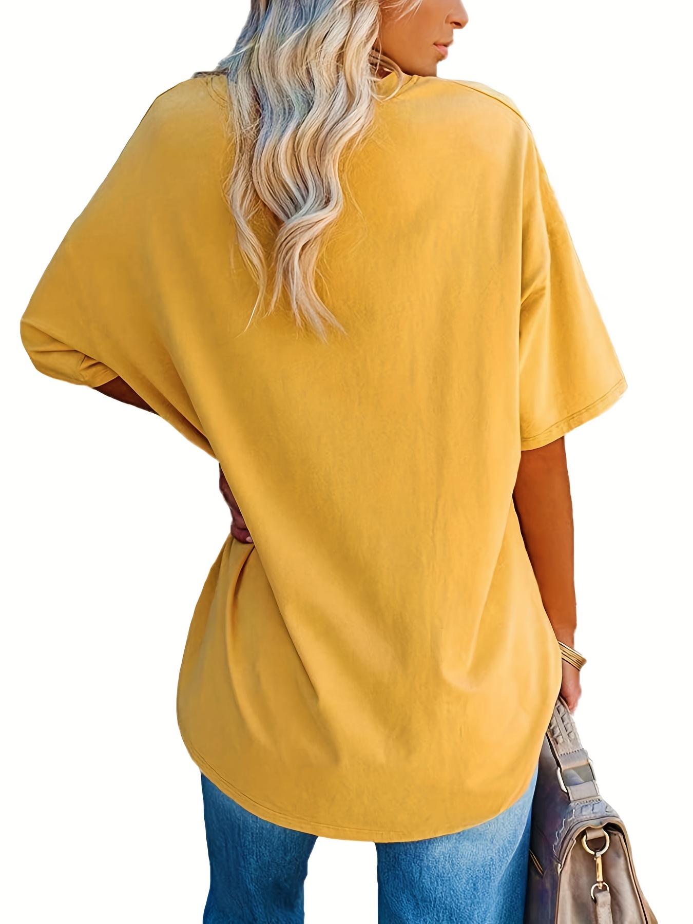 Plus Size Basic T-shirt, Women's Plus Plain Short Sleeve Round Neck Medium Stretch T-shirt