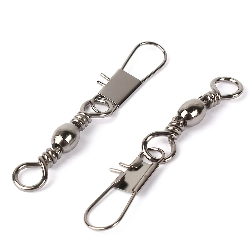 100pcs Barrel Swivel with Safety Snap Connector Solid Rings Fishing