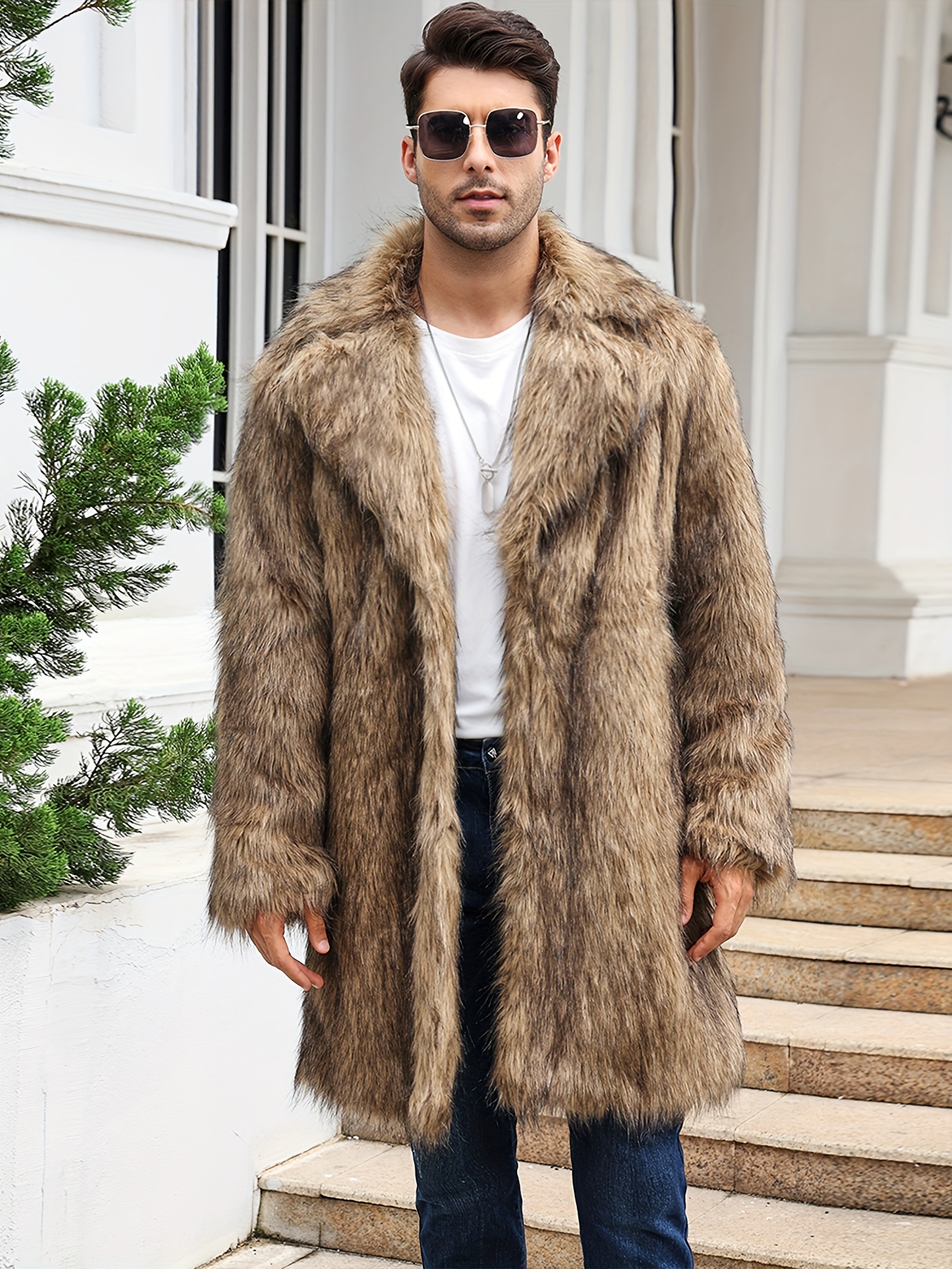 Buy Tanming Men's Winter Warm Faux Fur Lined Coat with Detachable