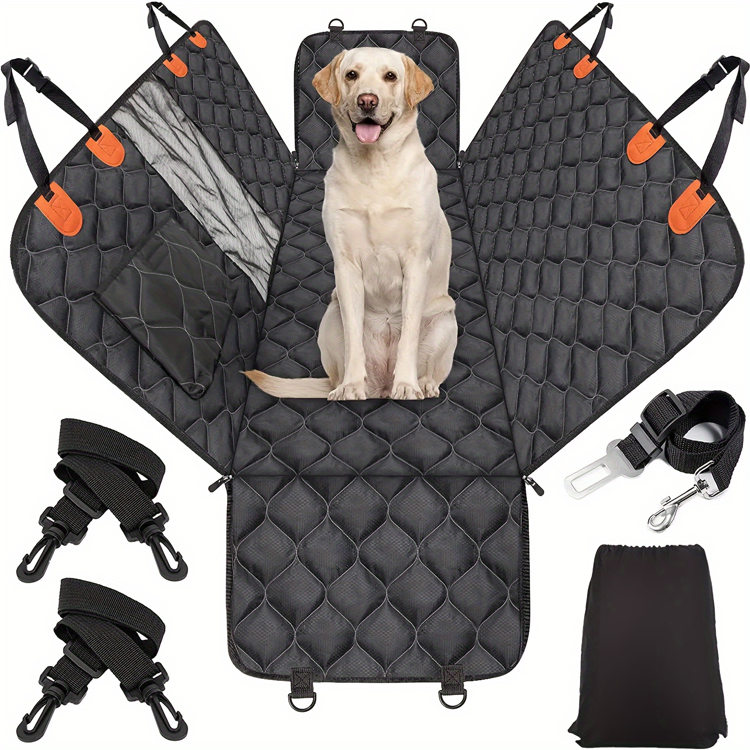 1pc Black Oxford Cloth Pet Mat With Paw Print And Waterproof, Anti-dirty,  Wear-resistant Features Fits For Pet Outdoor Activities In The Car