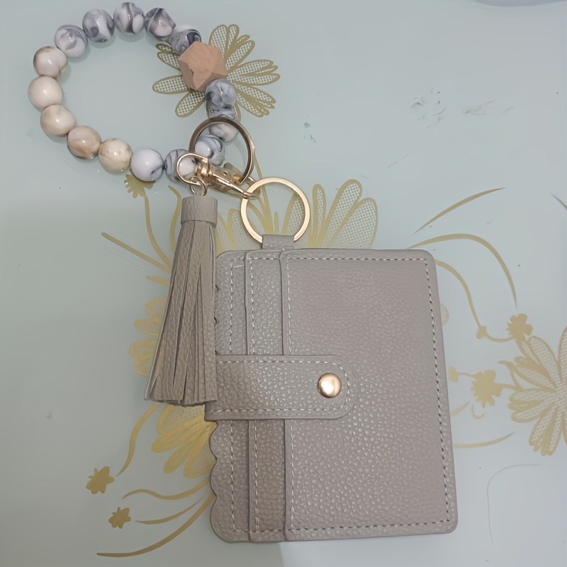 Multi-purpose Zipper Wrist Wallet Keychain PU Leather Coin Purse Fashion  Women Mini Wallet Tassels Card Pouch Car Keys Pendant