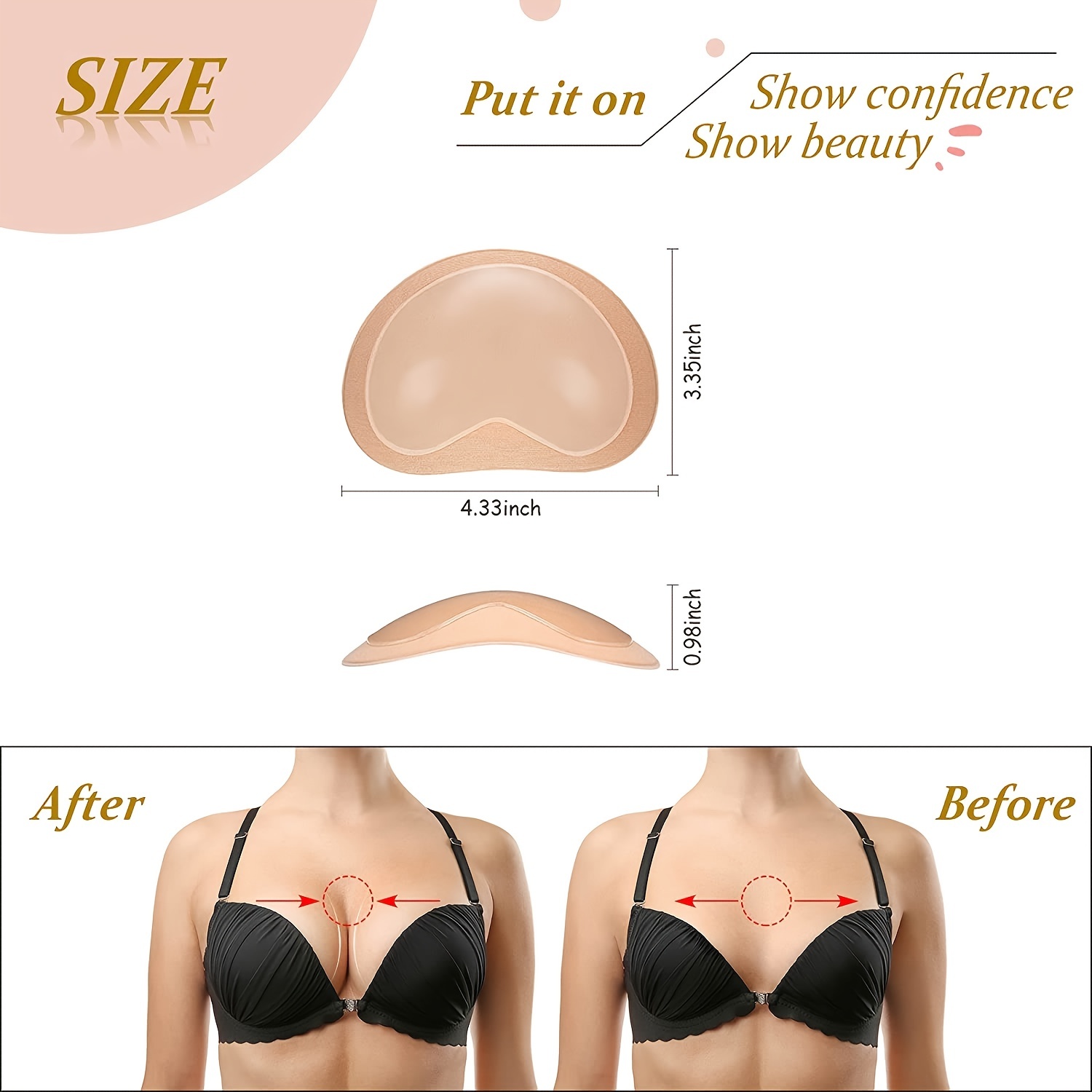 Women's Silicone Adhesive Bra Pads Breast Inserts Breathable Push Up Sticky  Bra Cups