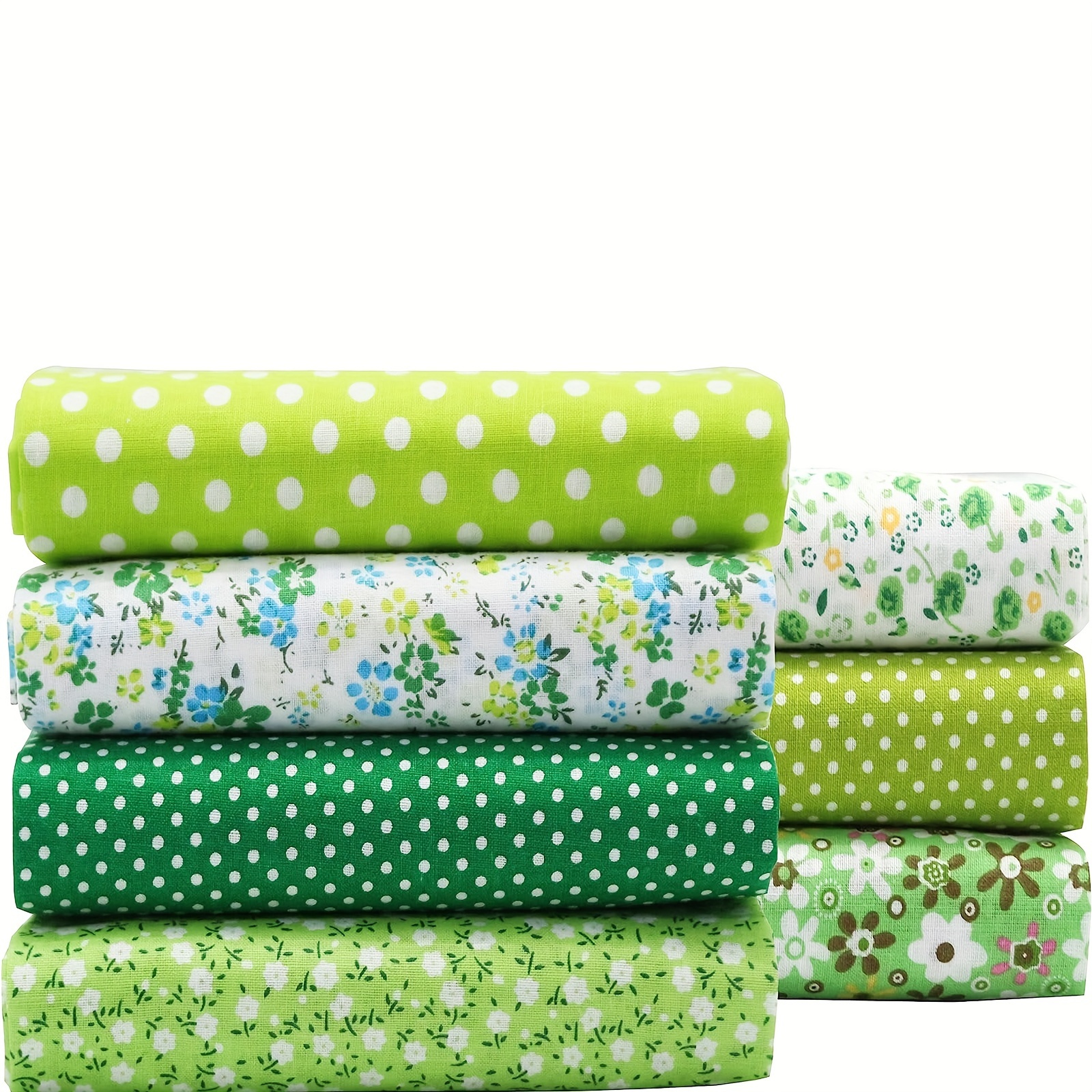 

7pcs/set 9.8*9.8in Green Fat Quarters Fabric Bundles Print Fabric For Diy Handmade Sewing Patterns Craft
