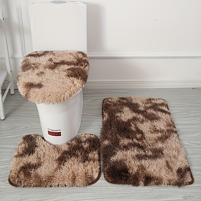 Elegant Homes 3 Piece Bathroom Rug Set Bath Rug, Contour Mat, Lid