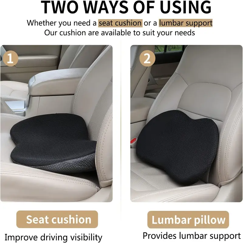 Car Seat Cushion, Car Memory Foam Cushion, Lumbar Support Pillow