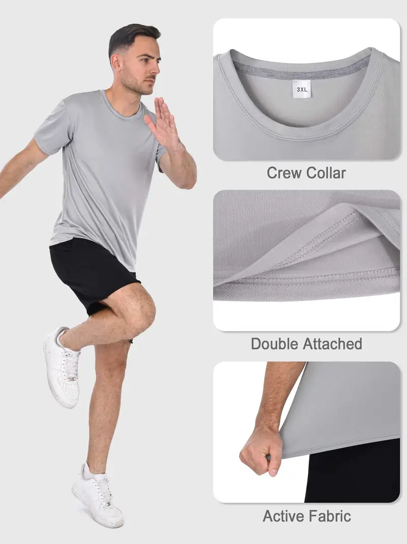 Plus Size Men's Sports Casual Fitness Running T shirts Quick