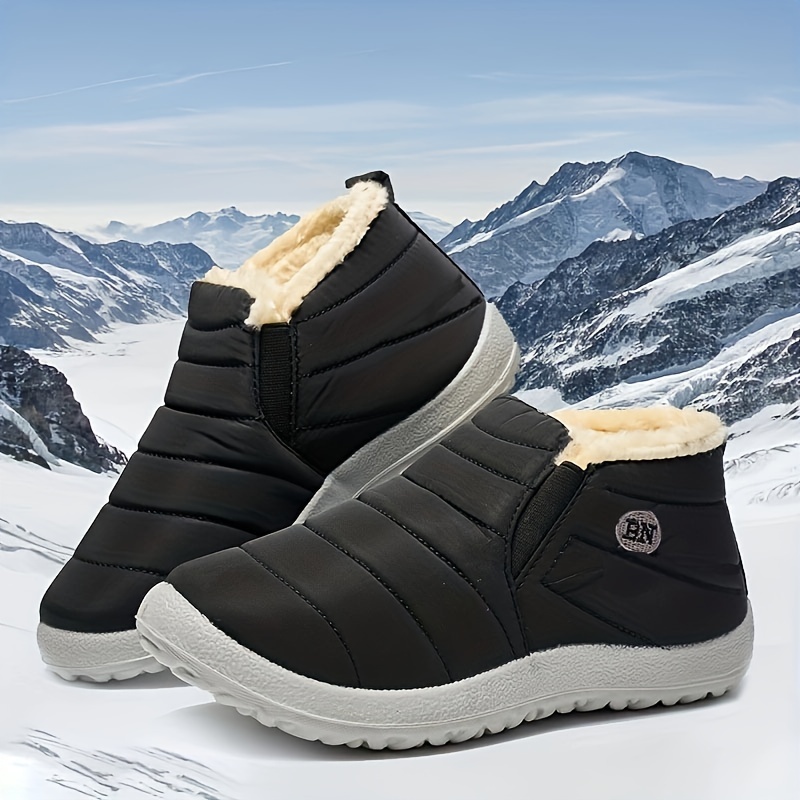 Fur Lined Thermal Plush Wear Resistance Snow Boots Thick - Temu