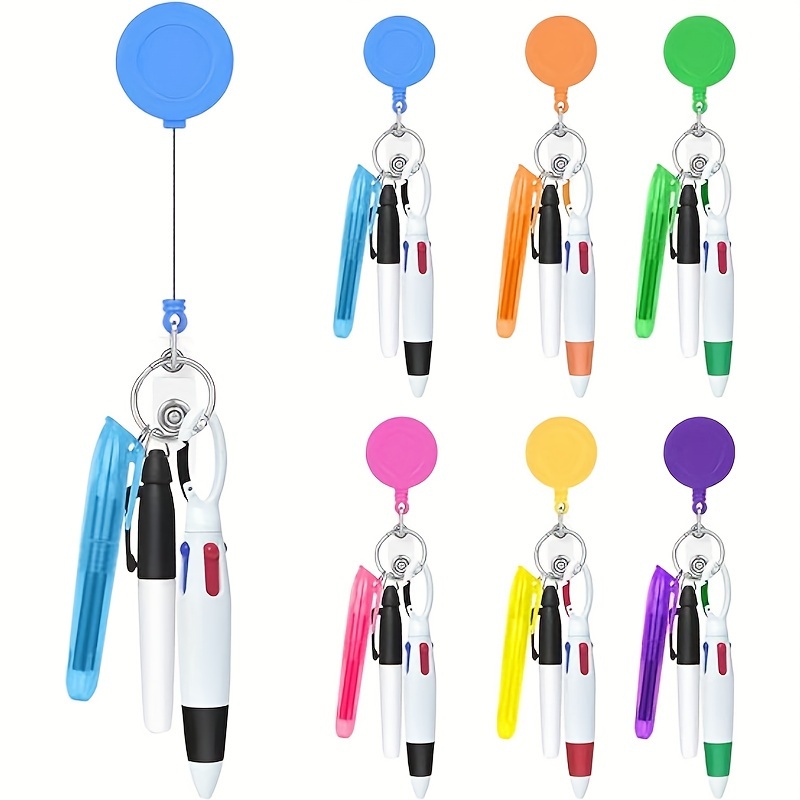 6pcs Nurse Pen Set Include 6 Pieces Tip Highlighter 6 Pieces Permanent  Marker Pen And 6 Pieces Retractable Ball Pen Pack With 6 Pieces Nurse Badge  Clip Retractable Id Name Reels 
