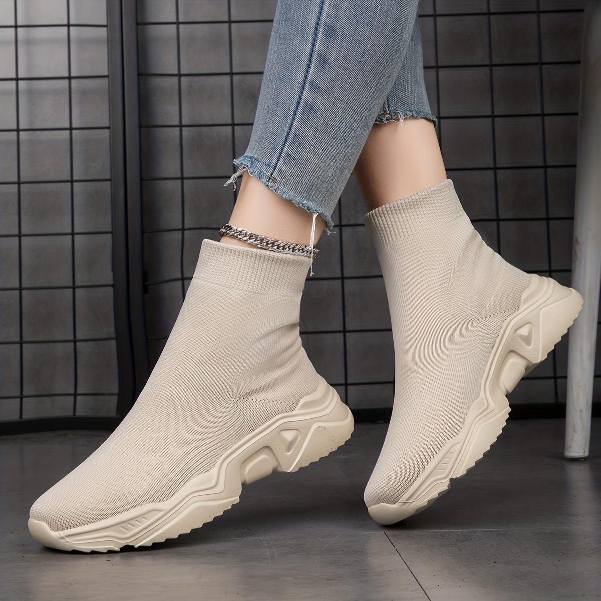 Women's High Top Breathable Sneakers Lightweight Slip On Shoes