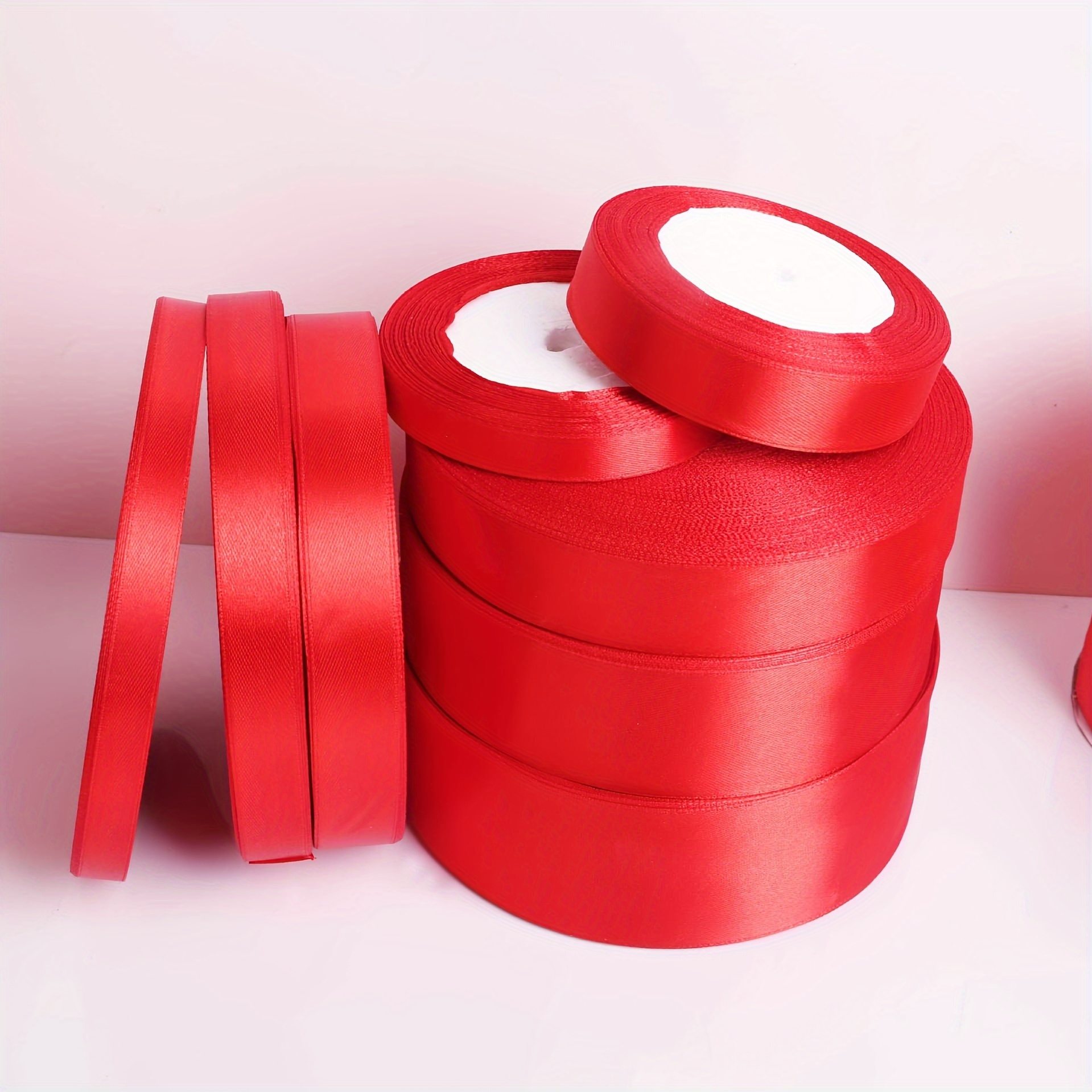 Wide Valentine's Day Ribbon Polyester Satin Ribbon Solid - Temu