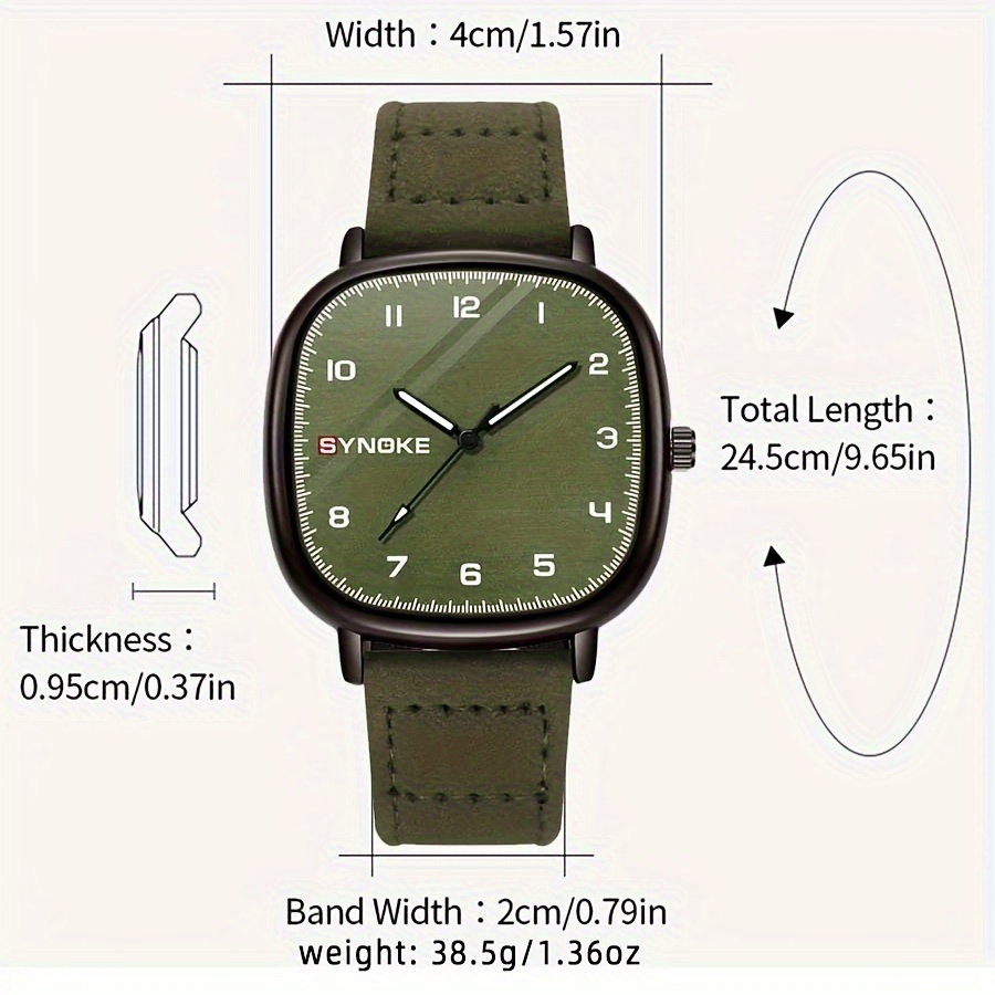 syncnoke green mens quartz watch simple sports design with