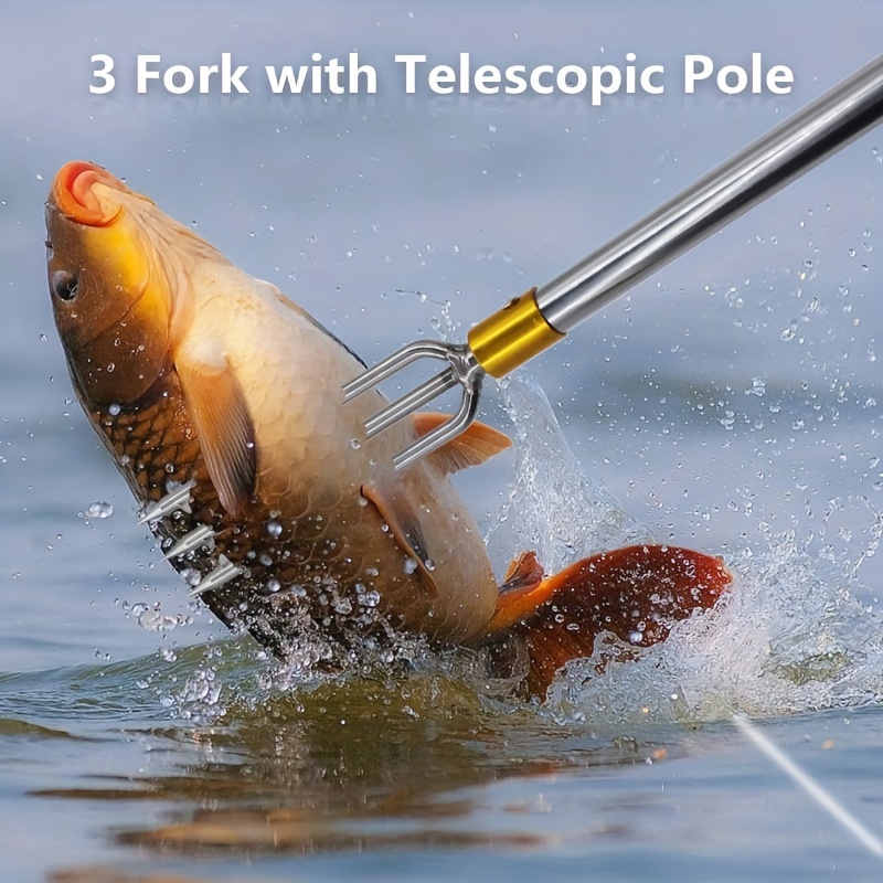 2pcs Durable Stainless Steel Fishing * with 2 Prongs and Barb Hook for  Efficient Outdoor Fishing