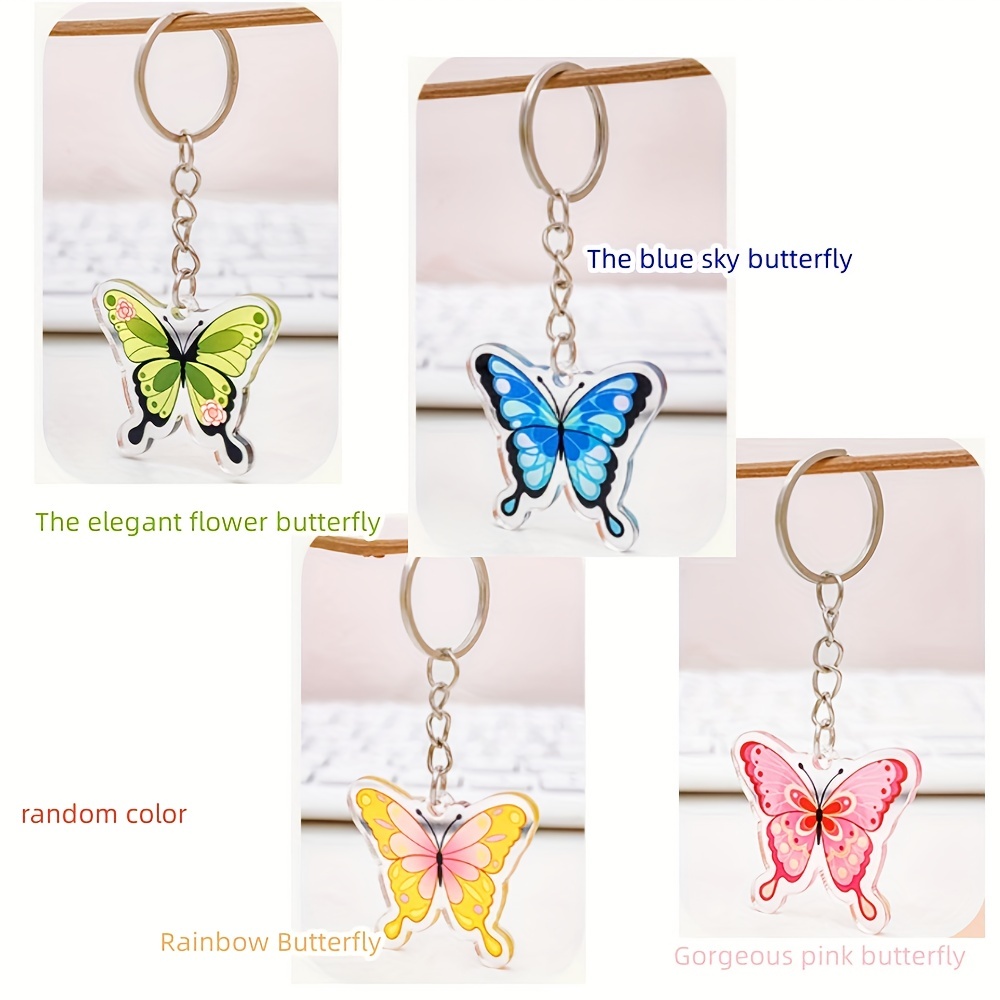 Butterfly & Rainbow Initial Keychain - A