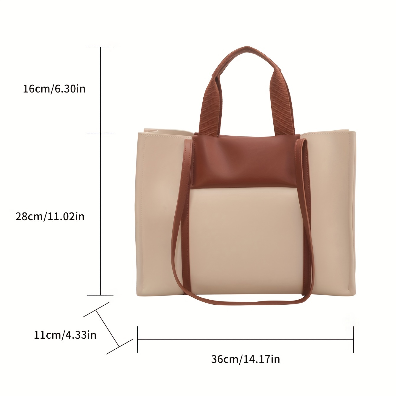 1pc Color-block Pu Leather Minimalist Elegant Mini Tote Bag