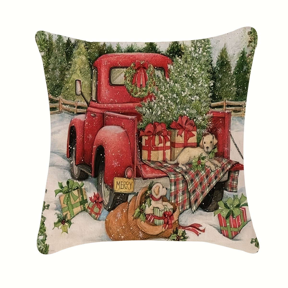 Christmas Pillow Covers 16x16 Set of 4 Snowman Merry Christmas Pillow Cases  Santa Holiday Decorations Xmas Trees Throw Pillows Farmhouse Christmas Decor  for Couch 