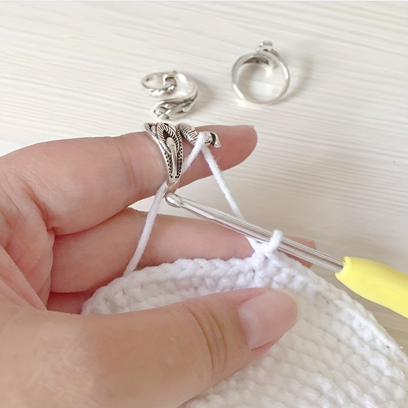 Knitting Crochet Loop Ring For Fingers Adjustable Crochet - Temu