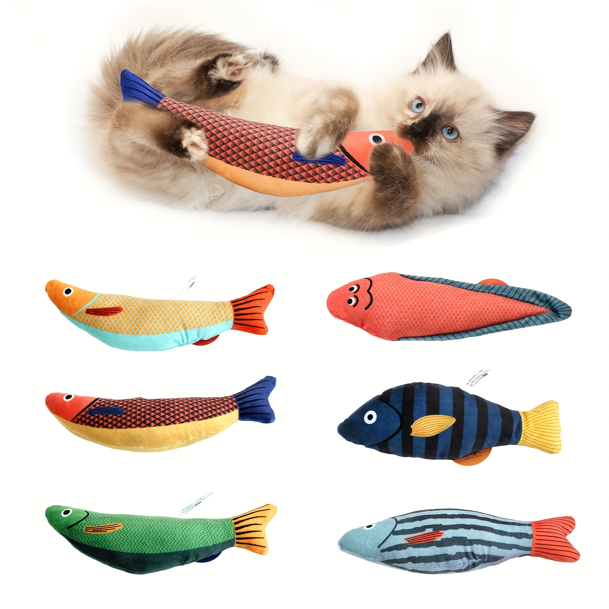 Camon | Jouet Poisson Denim | Jouet pour chat en forme de poisson avec  herbe-à-chat